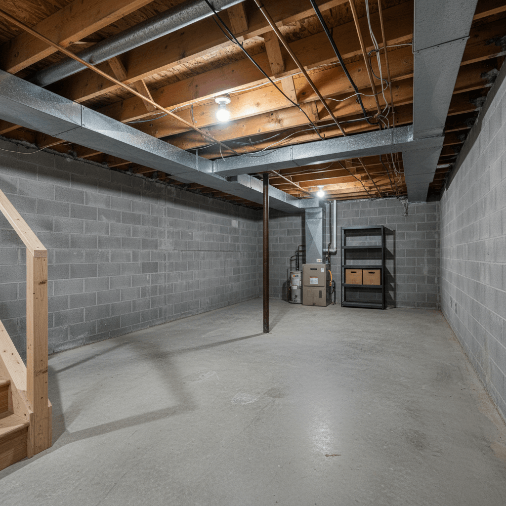 Alpine basement renovation in New Jersey — before